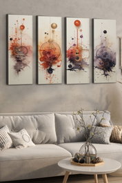 Wallity Set de 4 Pinturas Decorativas en Lienzo Multicolor 30x90 cm